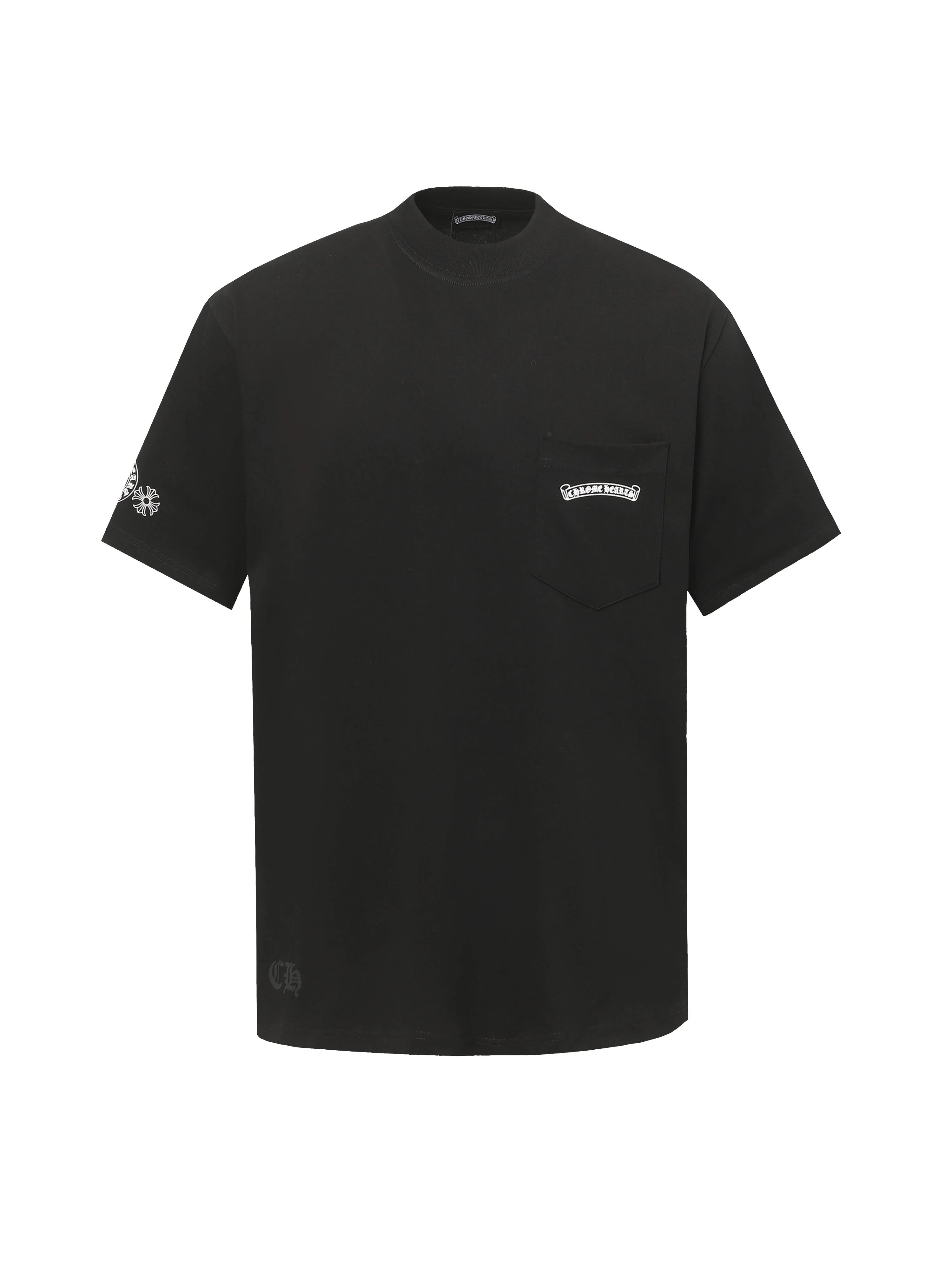 🅿️170 Chrome hearte/Chrome heart ch 25ss early spring new Sanskrit printed short-sleeved T-shirt. A must-have item for daily commuting for men and women in light luxury. The correct version is welcome to compare. Detailed features: ·280 grams of 100% pure cotton double yarn jersey fabric. ·Custom-dyed in the same vat with special thickened 32 counts of double-strand 1x1 thread. ·Double-needle cross-stitch technology. ·Original main mark washed hangtag. Color: black white. Size: XS-L